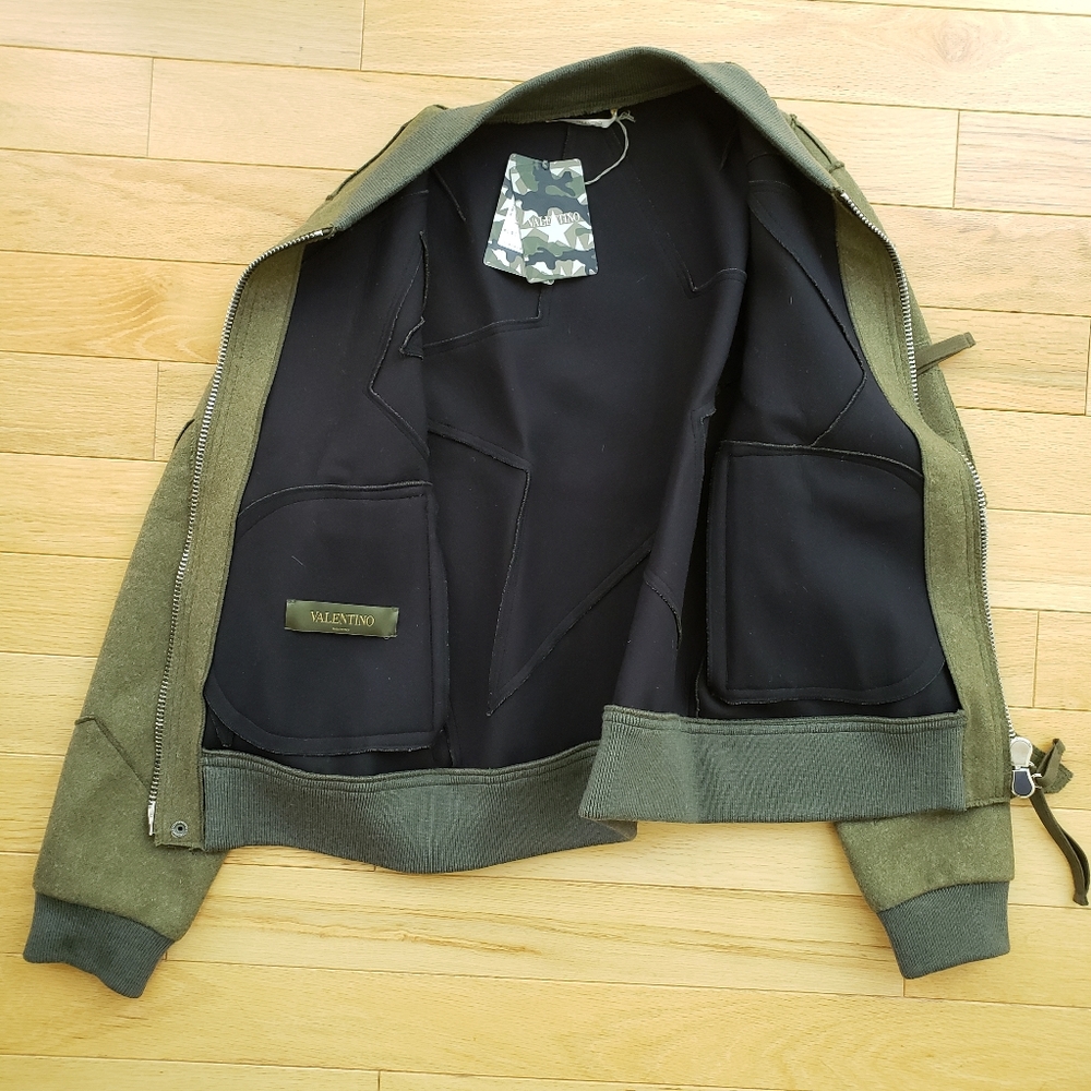 Valentino Star Motif Wool Olive Green Jacket - Picture 8 of 16